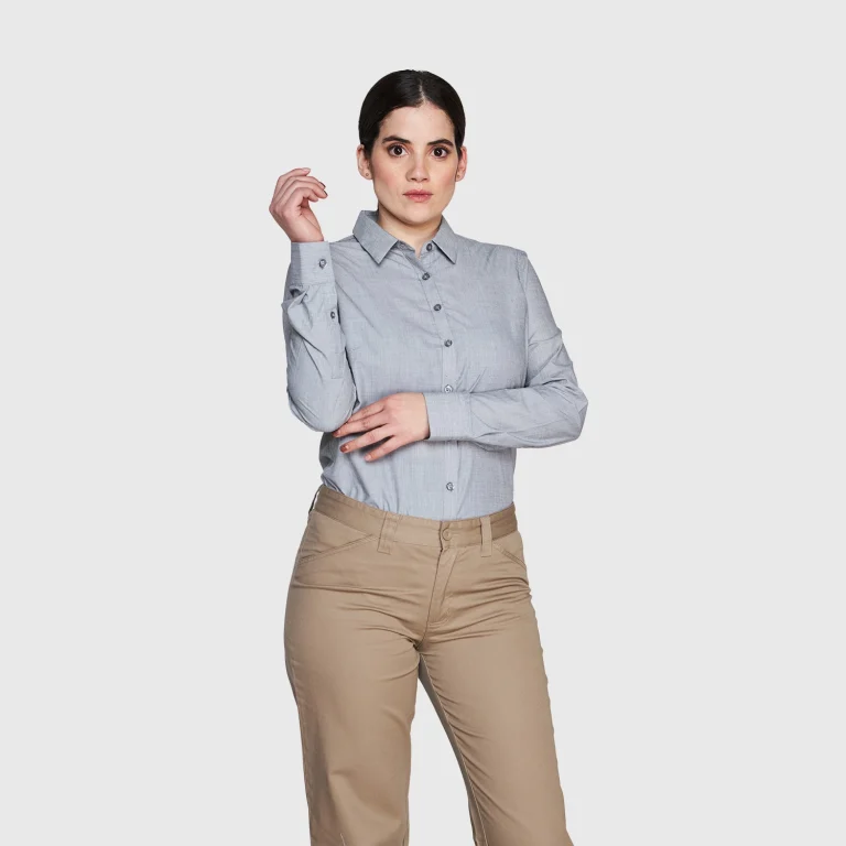 Camisa fil a fil de mujer para uniforme corporativo femenino